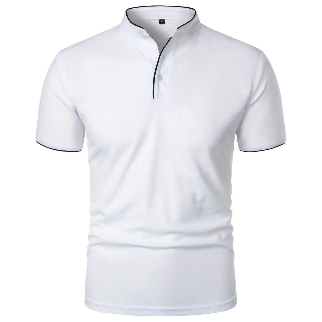 Heren Kreukvrij Ademend Poloshirt Staande Kraag Korte Mouw - Wit