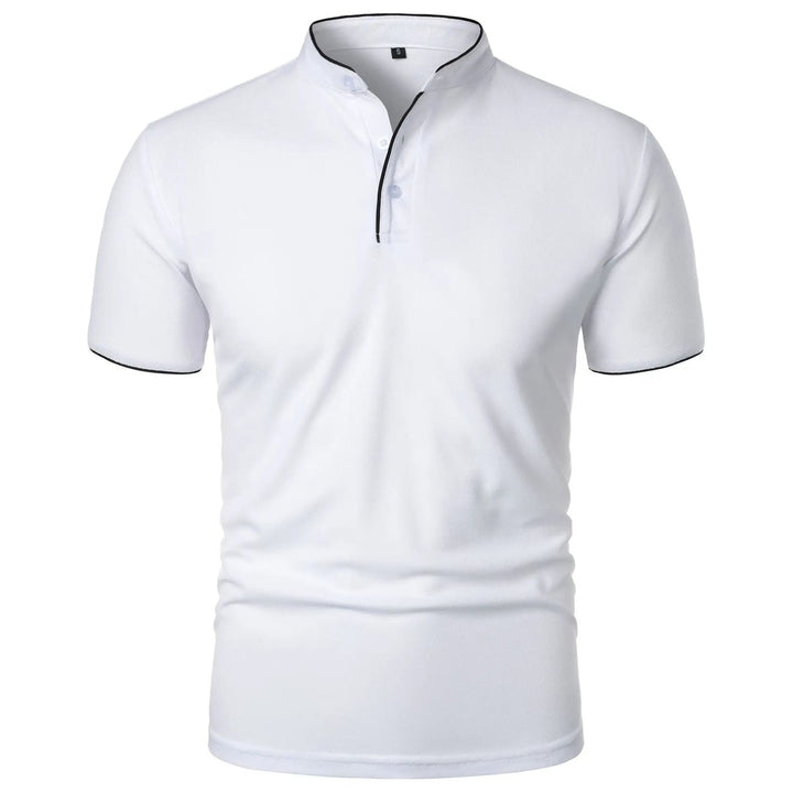 Heren Kreukvrij Ademend Poloshirt Staande Kraag Korte Mouw - Wit