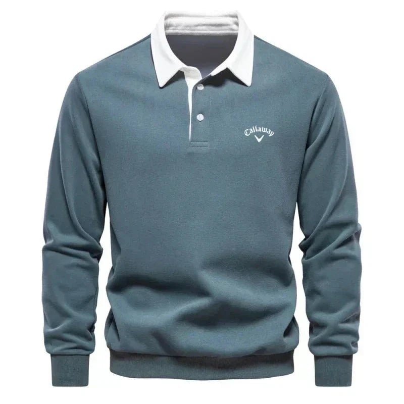 Heren Langemouw Contrastkraag Gebreide Polo Sweater - Green