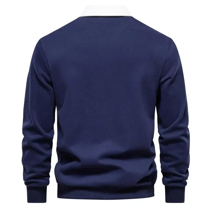 Heren Langemouw Contrastkraag Gebreide Polo Sweater