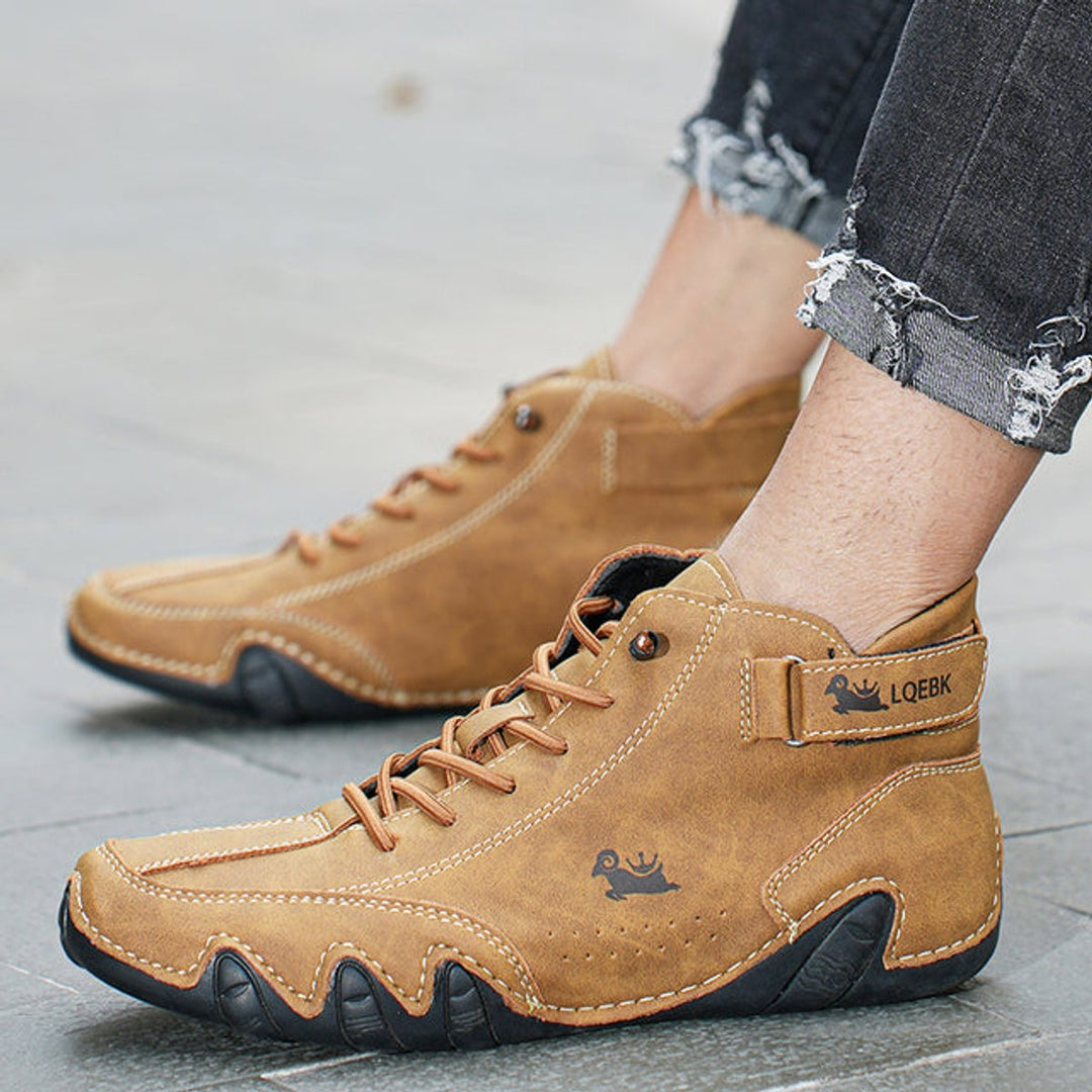 Heren Leren Vetersluiting Enkellaars Casual Wandelschoen