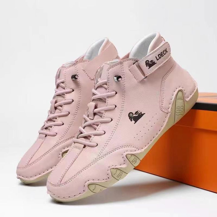 Heren Leren Vetersluiting Enkellaars Casual Wandelschoen - Roze
