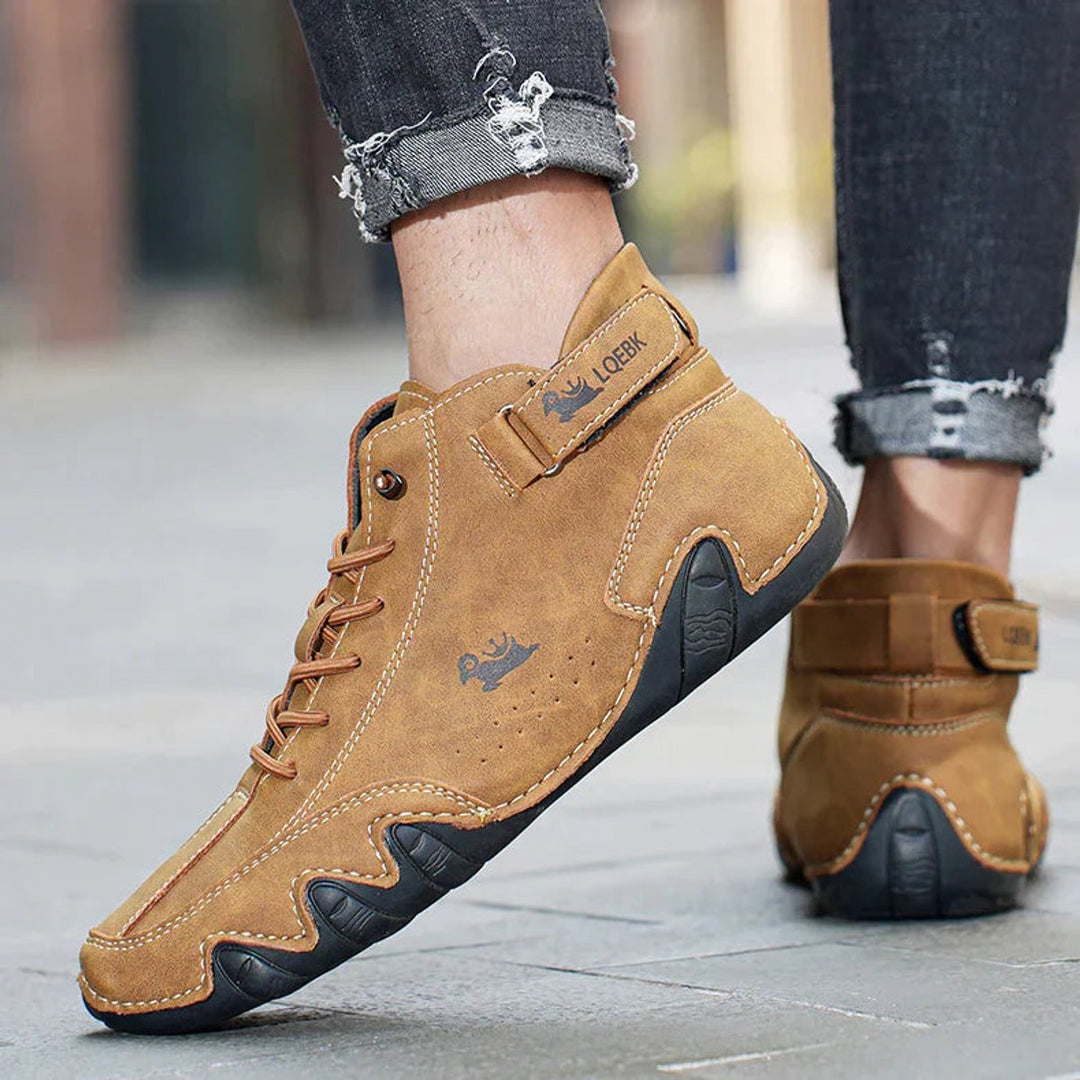 Heren Leren Vetersluiting Enkellaars Casual Wandelschoen
