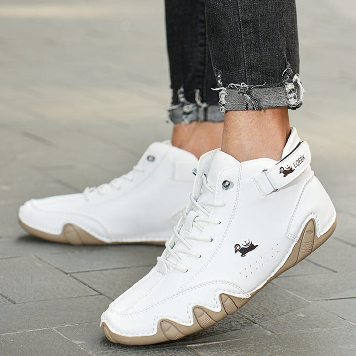 Heren Leren Vetersluiting Enkellaars Casual Wandelschoen