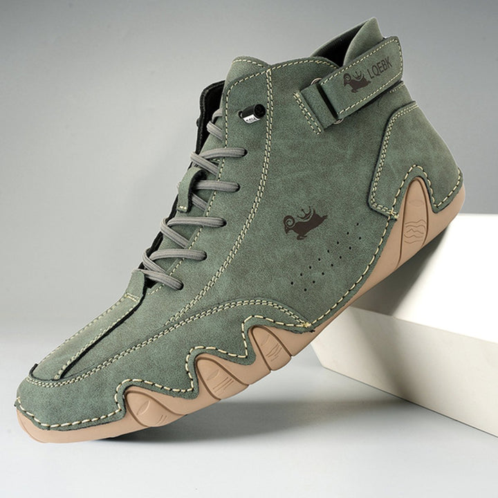 Heren Leren Vetersluiting Enkellaars Casual Wandelschoen - Groen