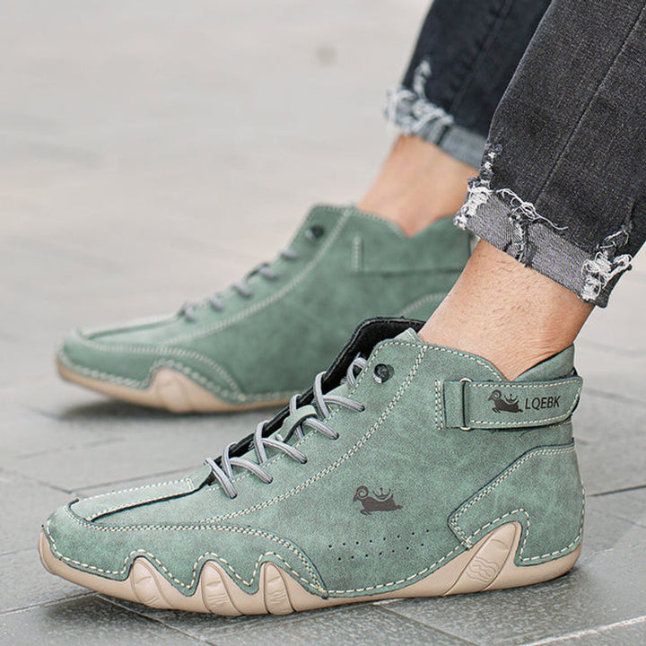 Heren Leren Vetersluiting Enkellaars Casual Wandelschoen
