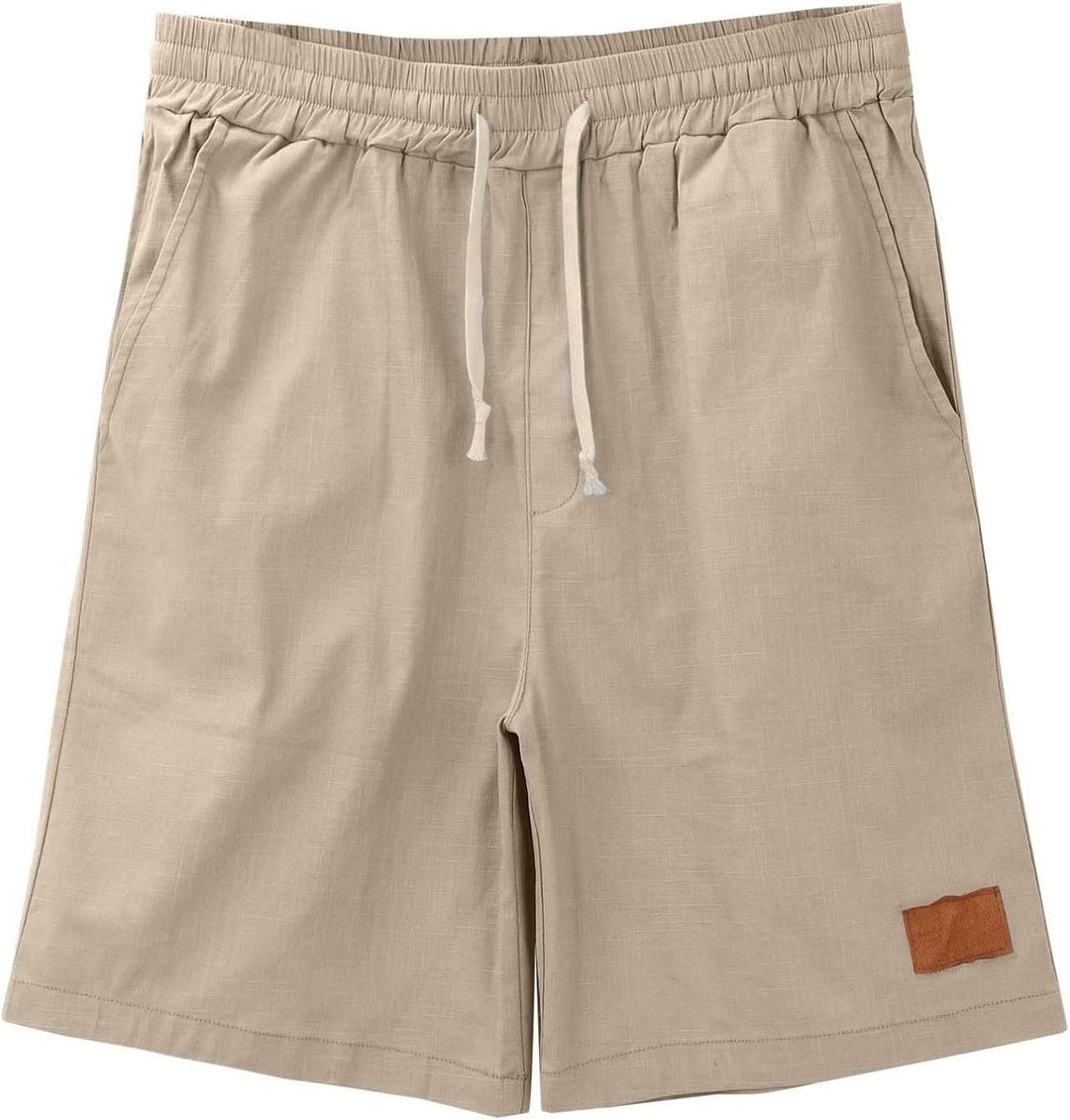 Heren Linnen Casual Korte Broek Trekkoord Elastische Taille