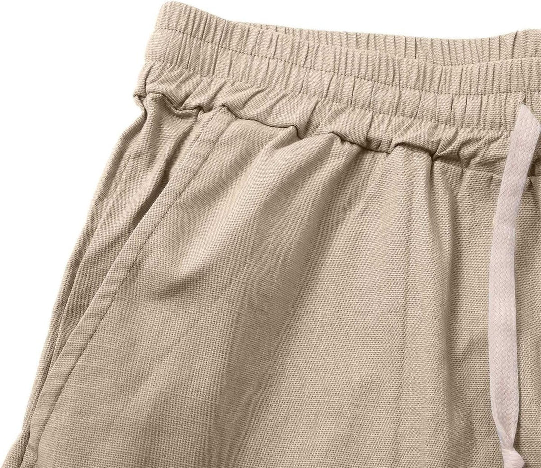 Heren Linnen Casual Korte Broek Trekkoord Elastische Taille