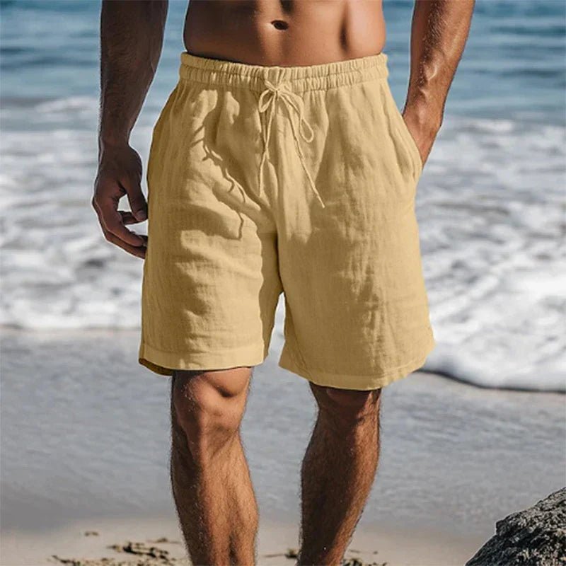 Heren Linnen Sneldrogende Zwemshorts Mid-Thigh - Khaki