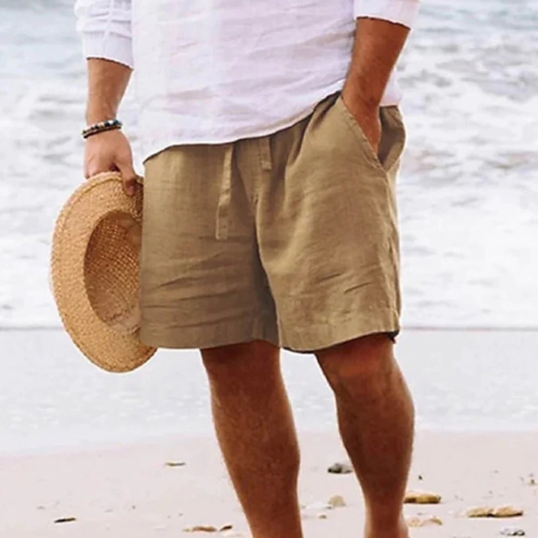 Heren Linnen Trekkoord Zomerbroek Relaxed-Fit - Khaki