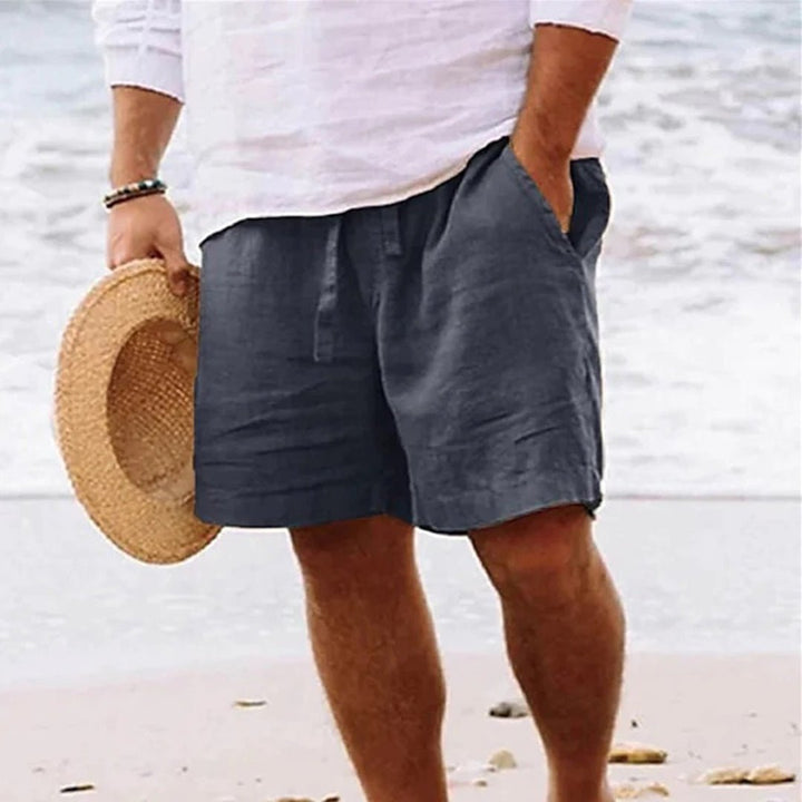 Heren Linnen Trekkoord Zomerbroek Relaxed-Fit - Dark Grey