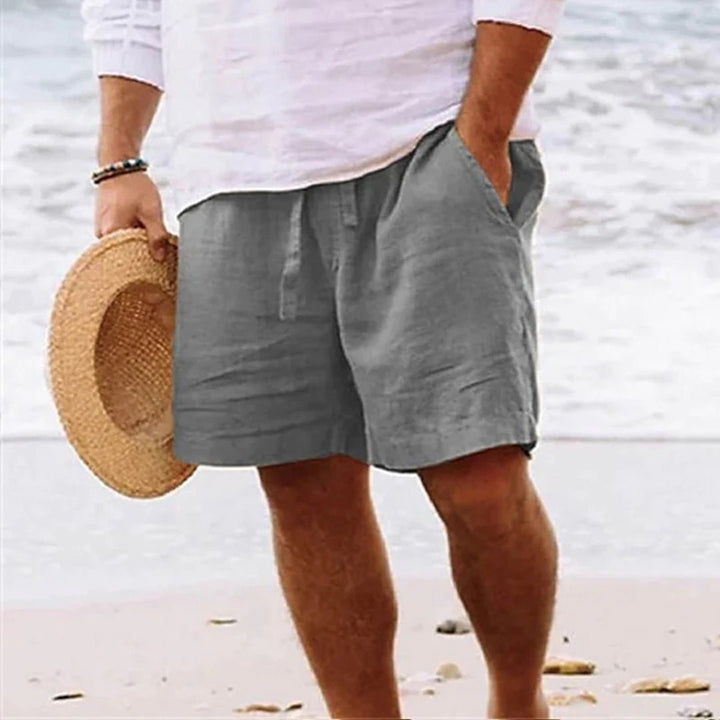 Heren Linnen Trekkoord Zomerbroek Relaxed-Fit - Light Grey