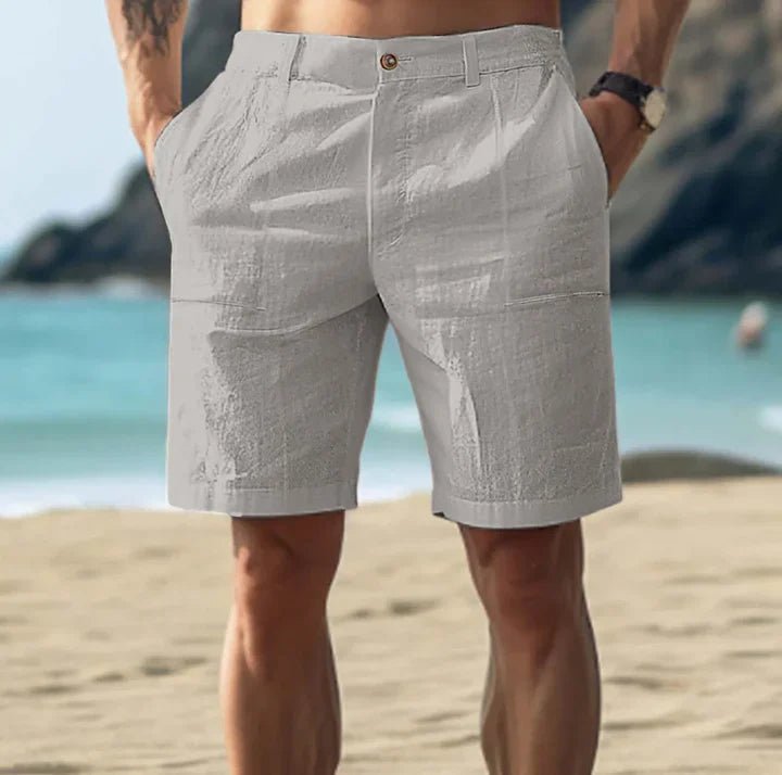 Heren Linnen Zomer Shorts met Knoopsluiting - Gray