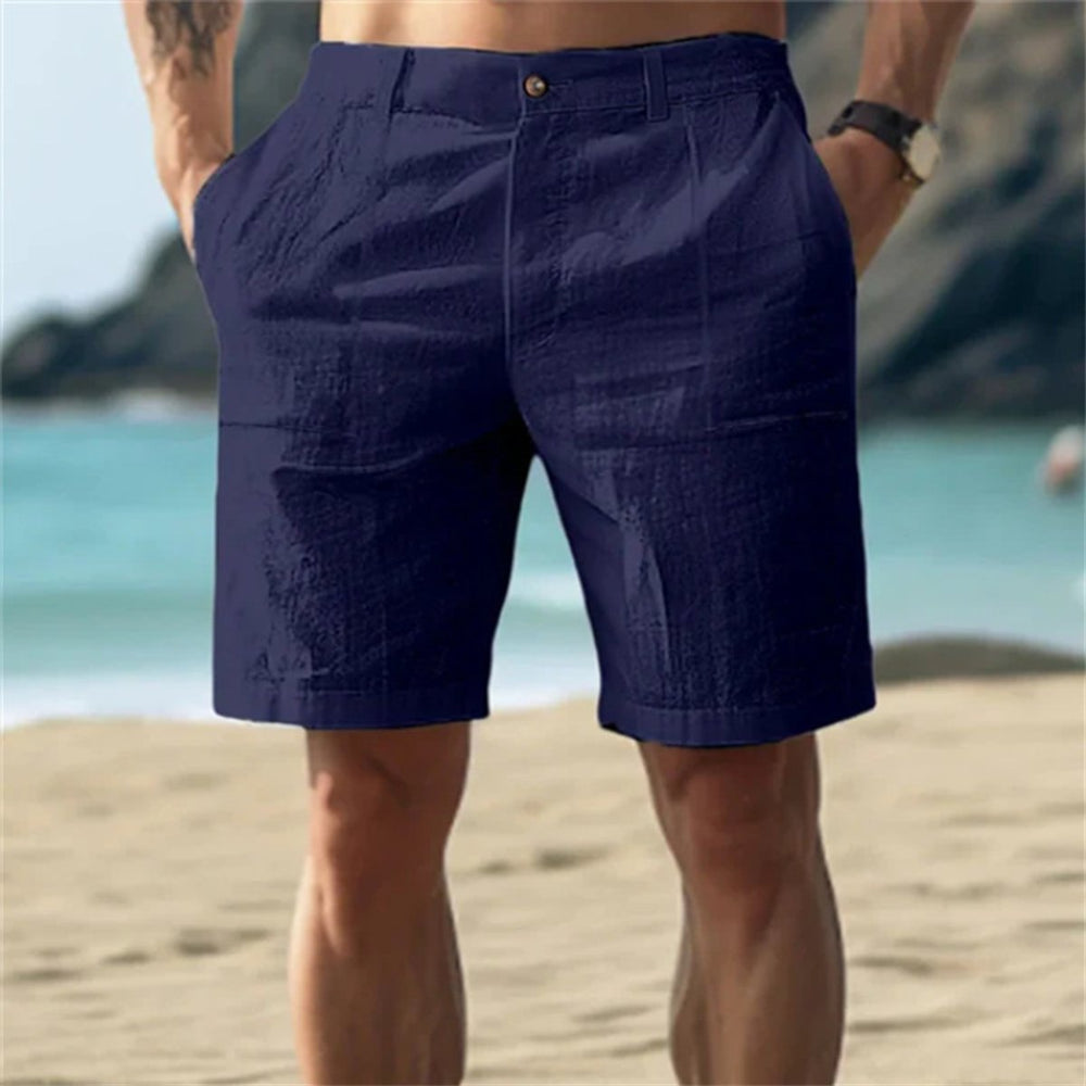 Heren Losse Linnen Short Elastische Tailleband - Blauw