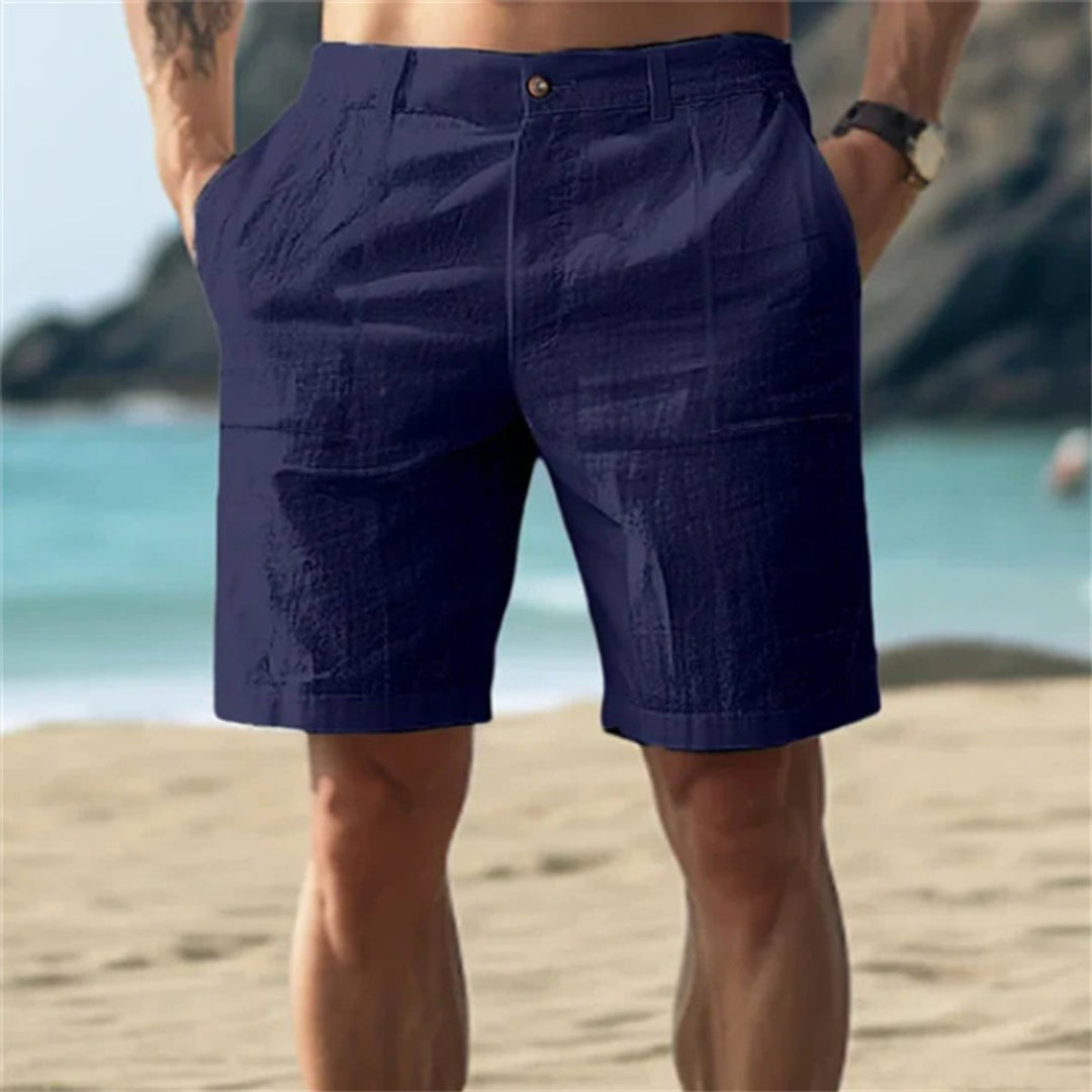 Heren Losse Linnen Short Elastische Tailleband - Blauw