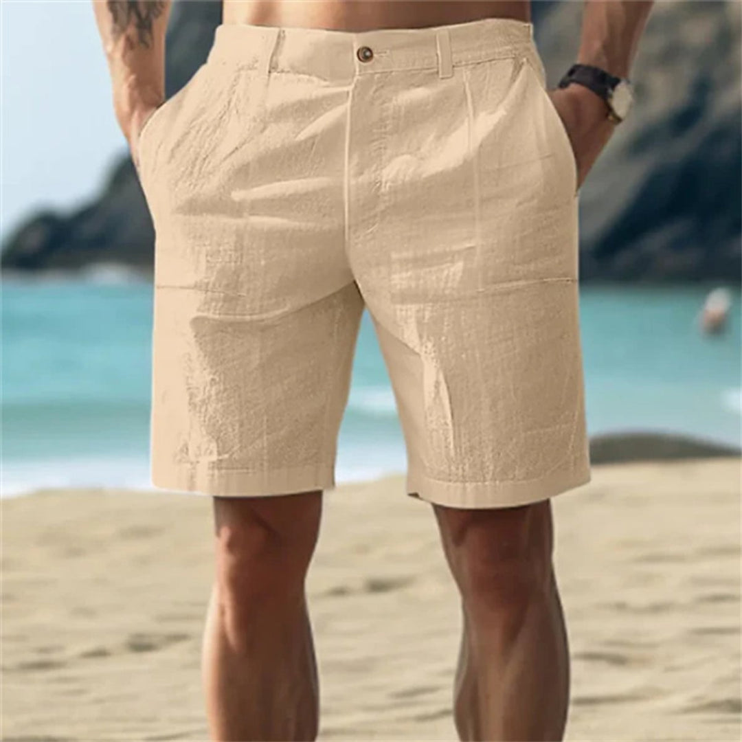 Heren Losse Linnen Short Elastische Tailleband - Beige