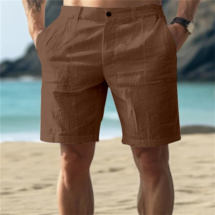 Heren Losse Linnen Short Elastische Tailleband - Bruin