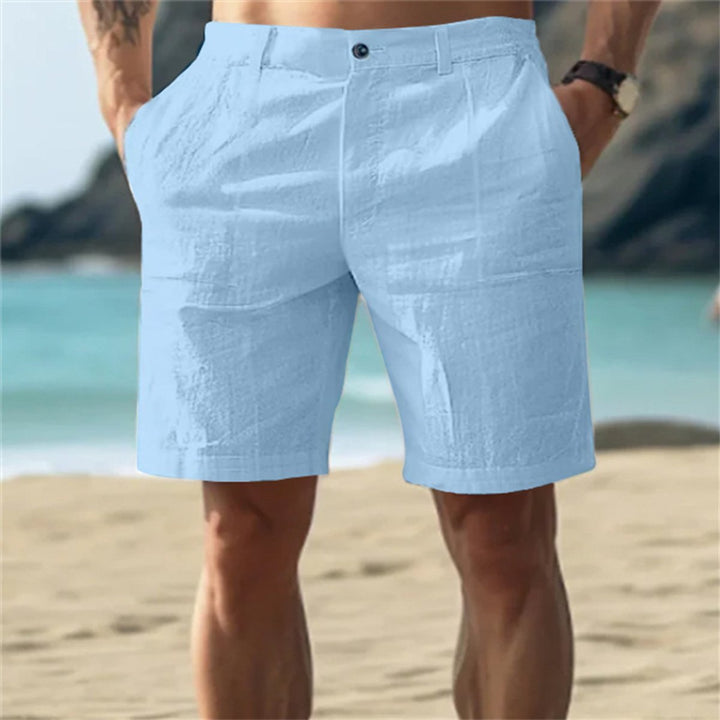 Heren Losse Linnen Short Elastische Tailleband - Lichtblauw