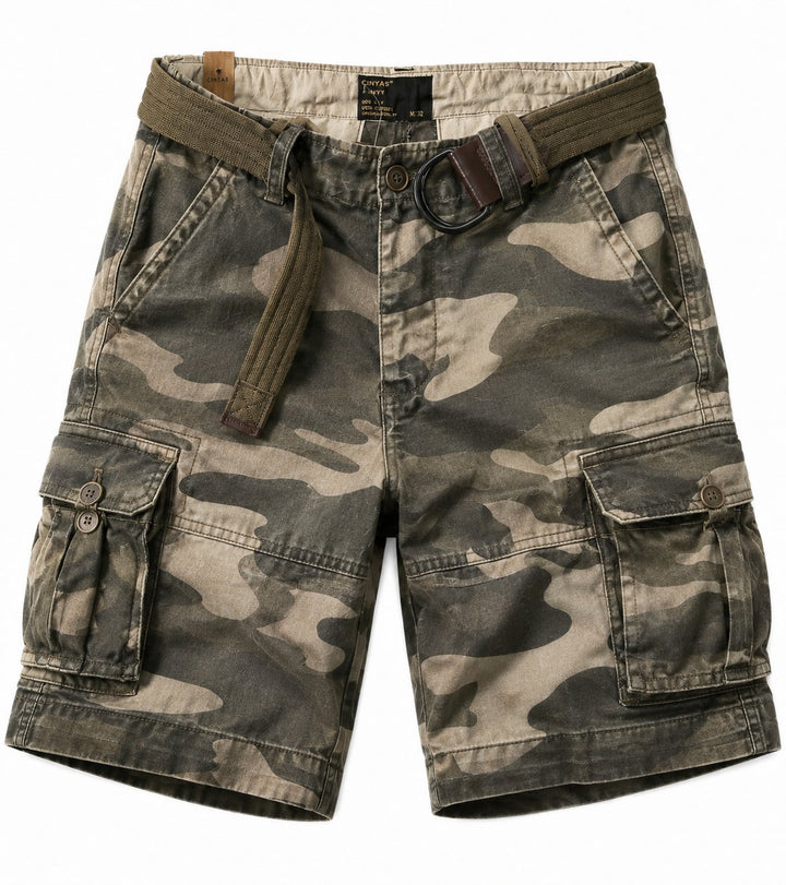 Heren Relaxed-Fit Camouflage Cargo Short Multi-Pocket - Dunkles Camo