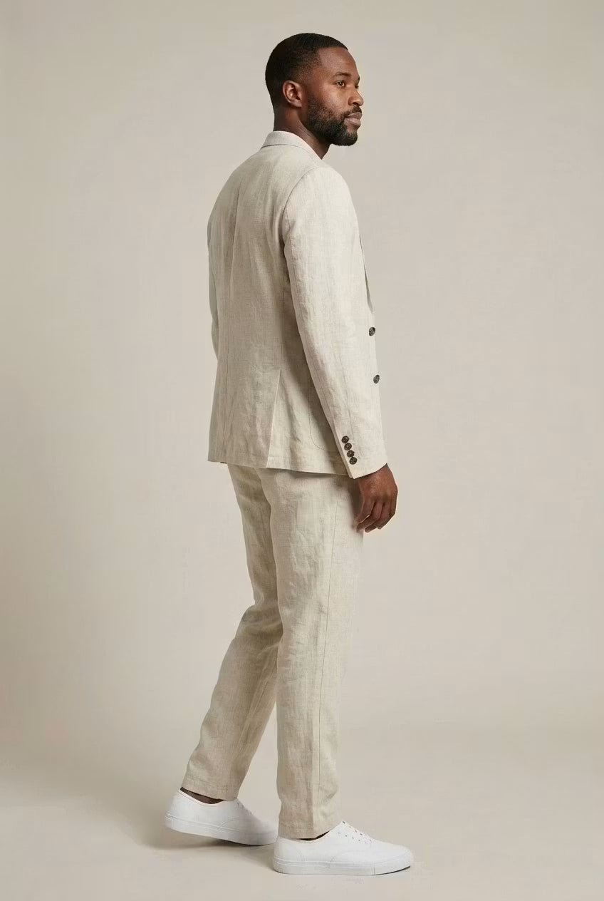 Heren Relaxed-Fit Linen Pak Set Blazer Broek