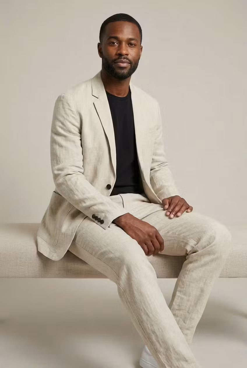Heren Relaxed-Fit Linen Pak Set Blazer Broek