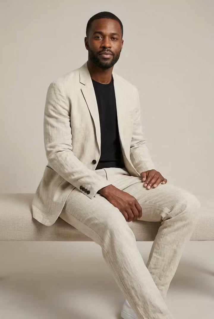 Heren Relaxed-Fit Linen Pak Set Blazer Broek