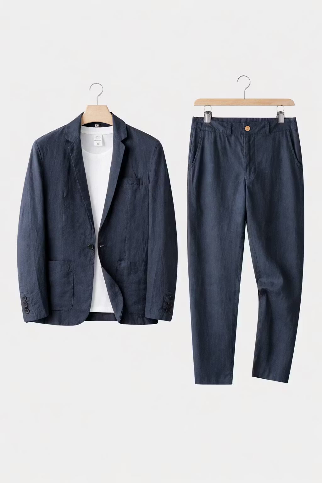Heren Relaxed-Fit Linen Pak Set Blazer Broek - Blue