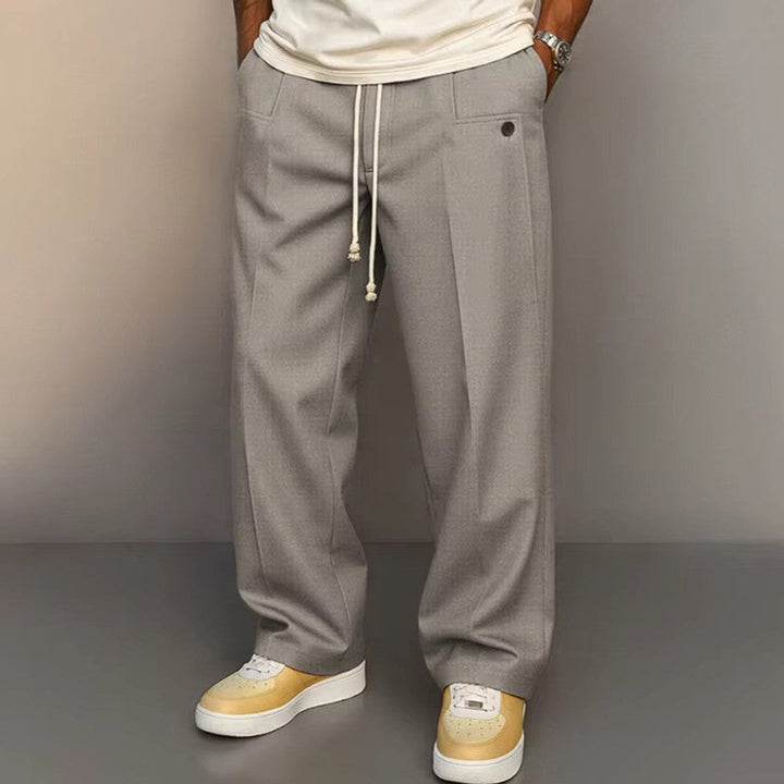 Heren Relaxed-Fit Trekkoord Comfort Broek - Lichtgrijs