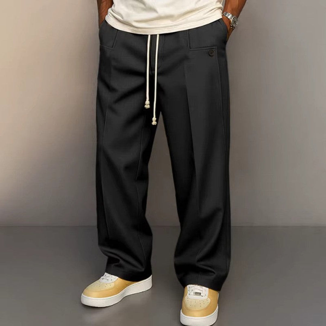 Heren Relaxed-Fit Trekkoord Comfort Broek - Zwart