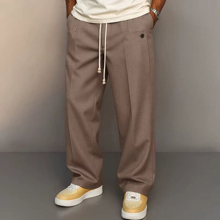 Heren Relaxed-Fit Trekkoord Comfort Broek - Lichtbruin
