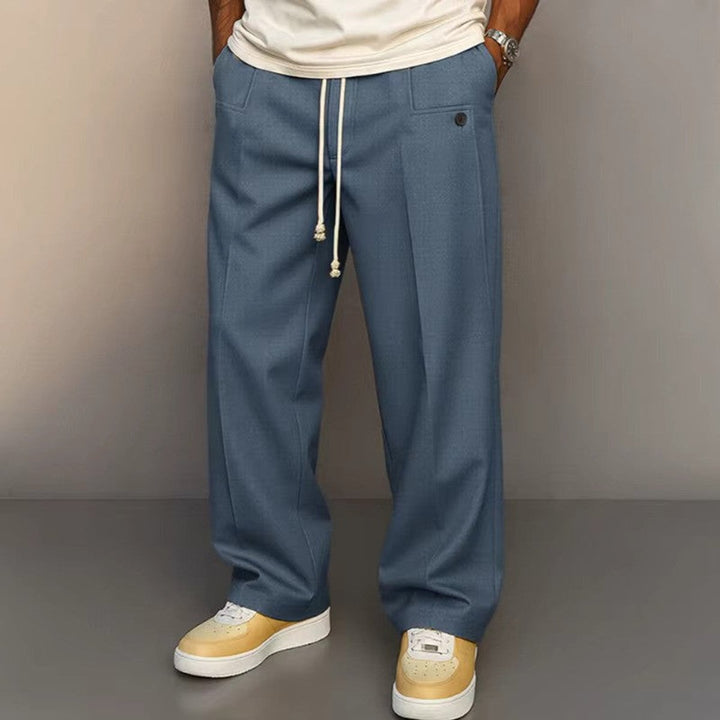 Heren Relaxed-Fit Trekkoord Comfort Broek - Blauw