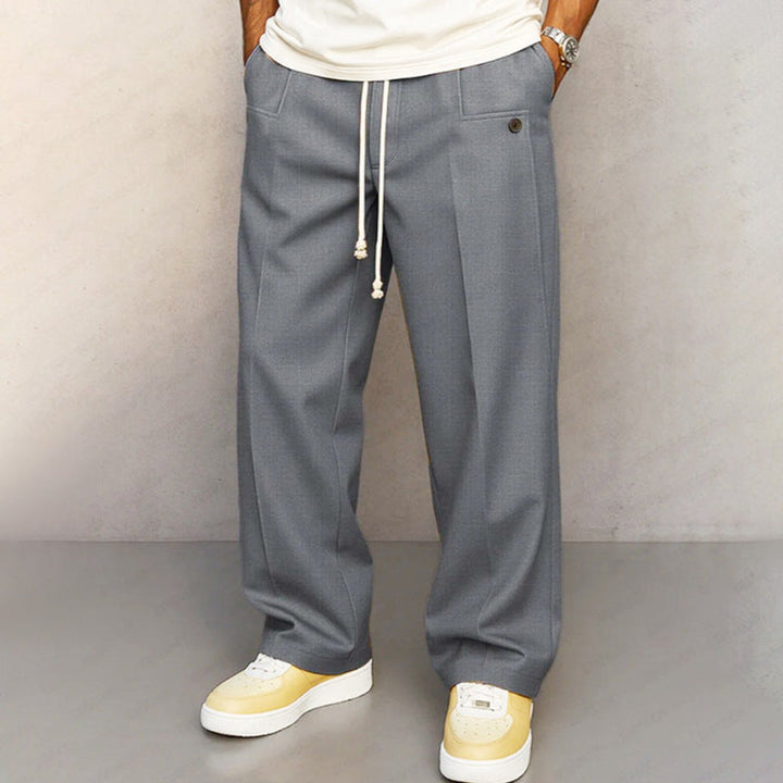 Heren Relaxed-Fit Trekkoord Comfort Broek - Grijs
