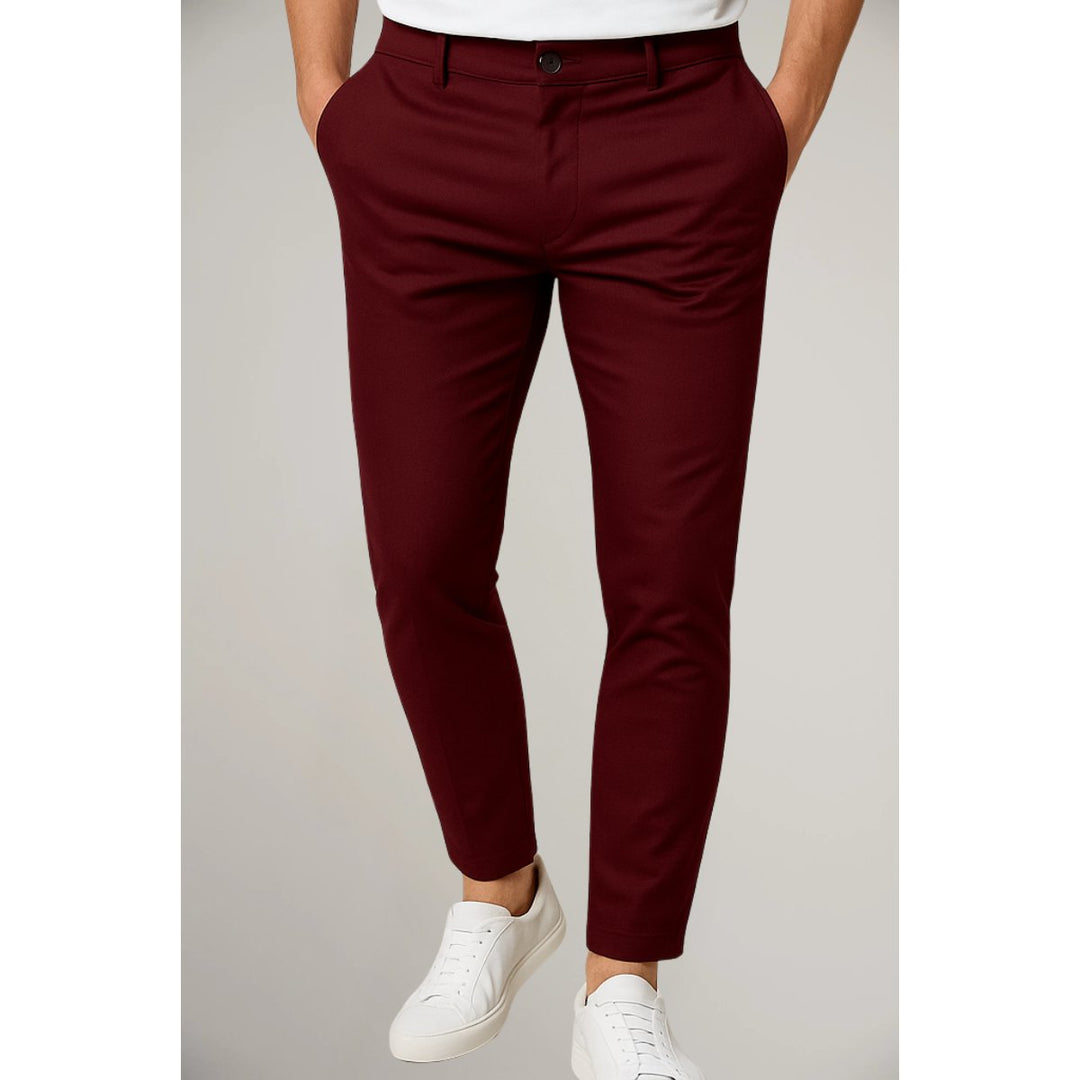 Heren Slim-Fit Gesneden Zakelijke Pantalon - Red