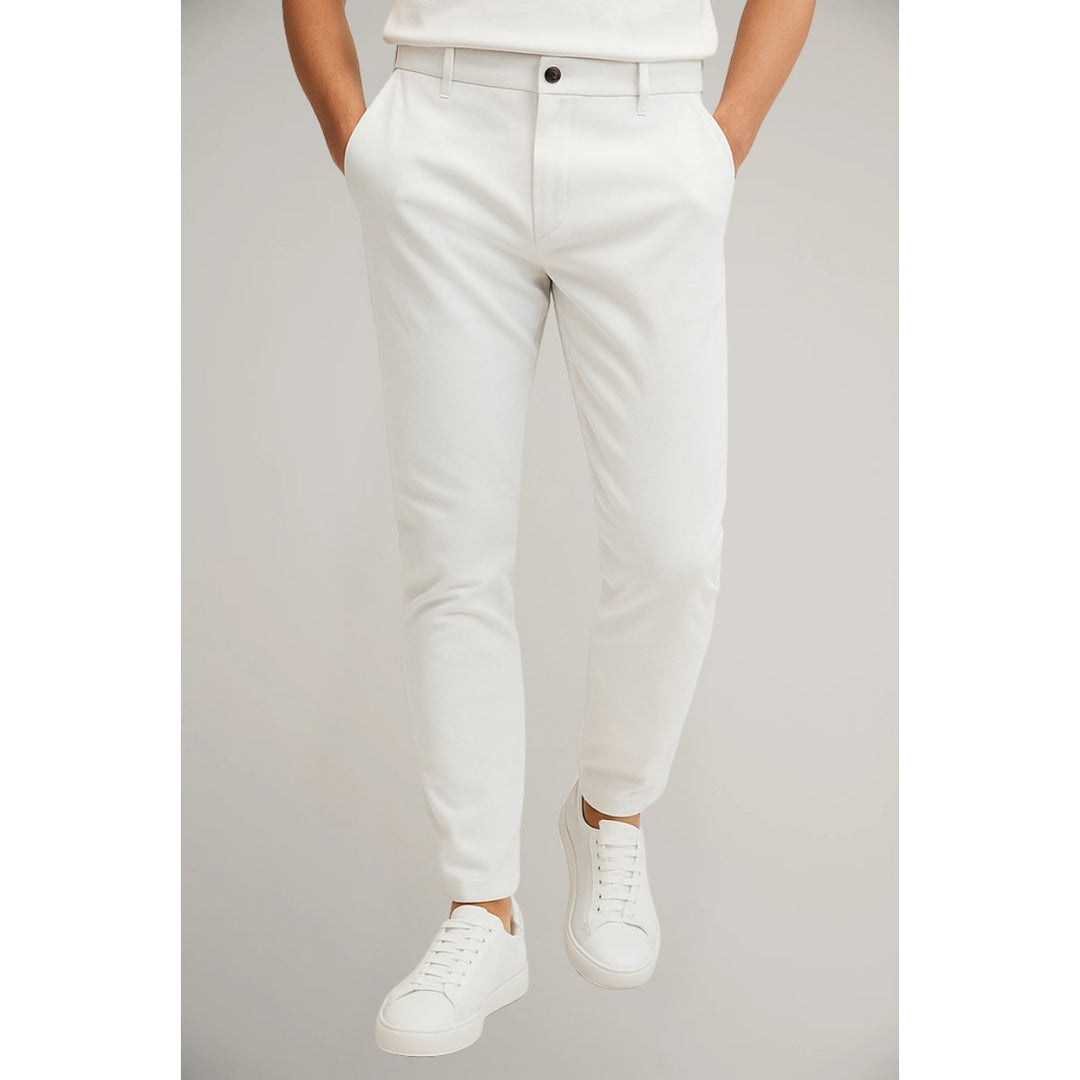 Heren Slim-Fit Gesneden Zakelijke Pantalon - White