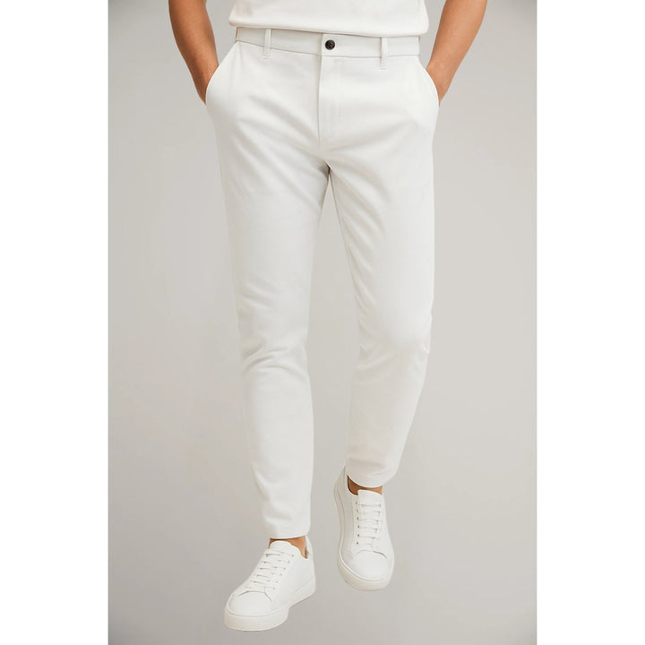 Heren Slim-Fit Gesneden Zakelijke Pantalon - White