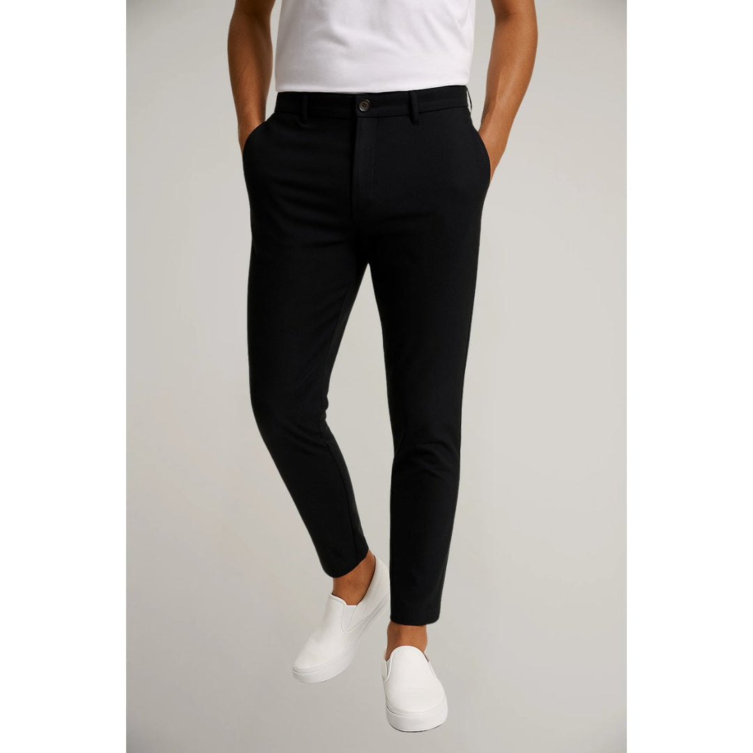 Heren Slim-Fit Gesneden Zakelijke Pantalon - Black
