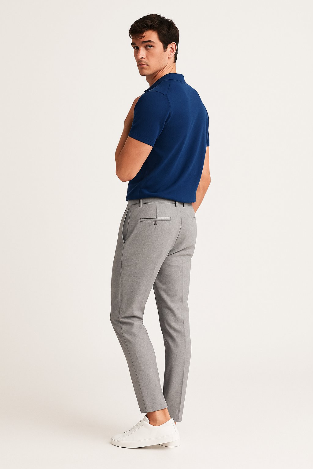 Heren Slim-Fit Gesneden Zakelijke Pantalon - Light Grey