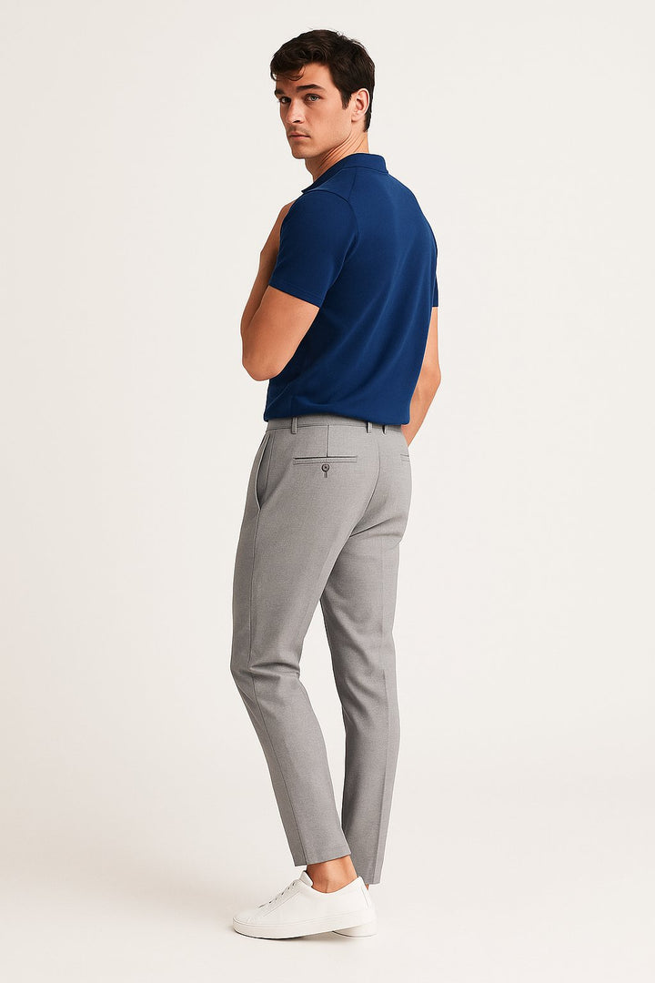 Heren Slim-Fit Gesneden Zakelijke Pantalon - Light Grey
