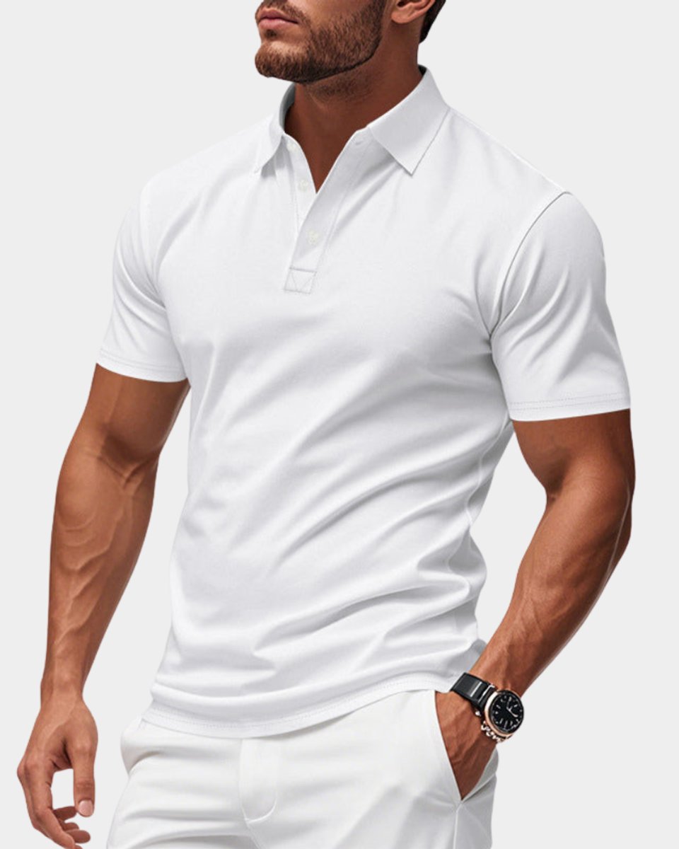 Heren Slim-Fit Klassiek Poloshirt met Kraag - Wit