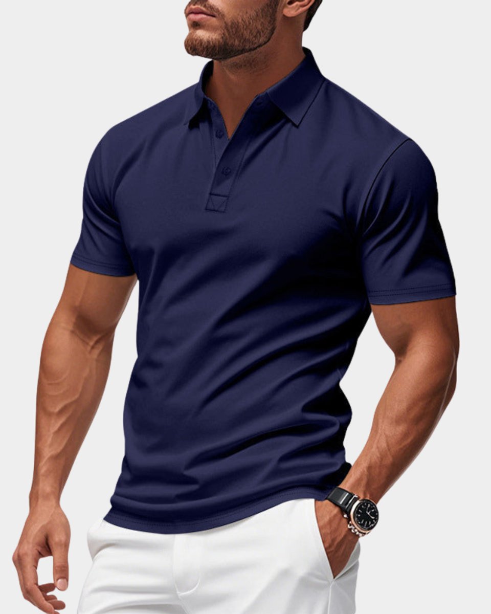 Heren Slim-Fit Klassiek Poloshirt met Kraag - Blauw
