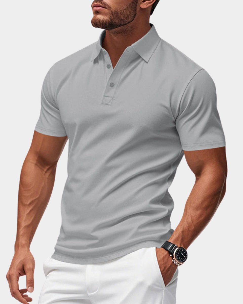 Heren Slim-Fit Klassiek Poloshirt met Kraag - Grijs