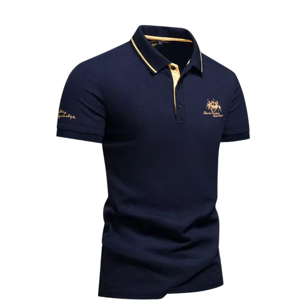 Heren Slim-Fit Korte Mouw Poloshirt met Geborduurd Logo