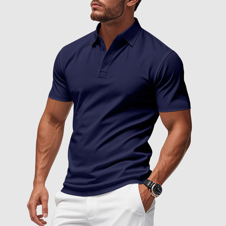 Heren Slim-Fit Korte Mouwen Klassiek Poloshirt - Blauw
