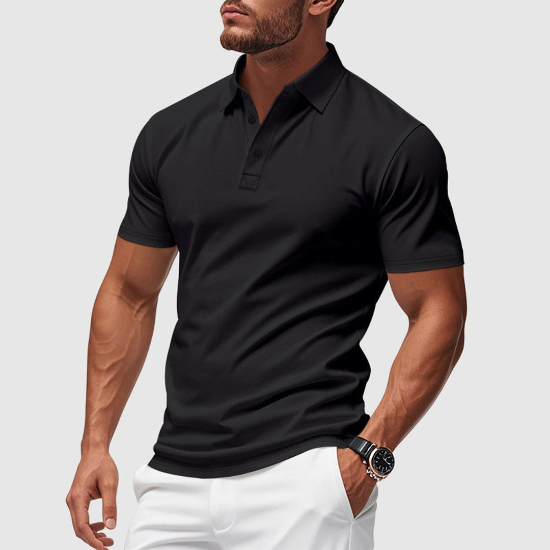 Heren Slim-Fit Korte Mouwen Klassiek Poloshirt - Zwart