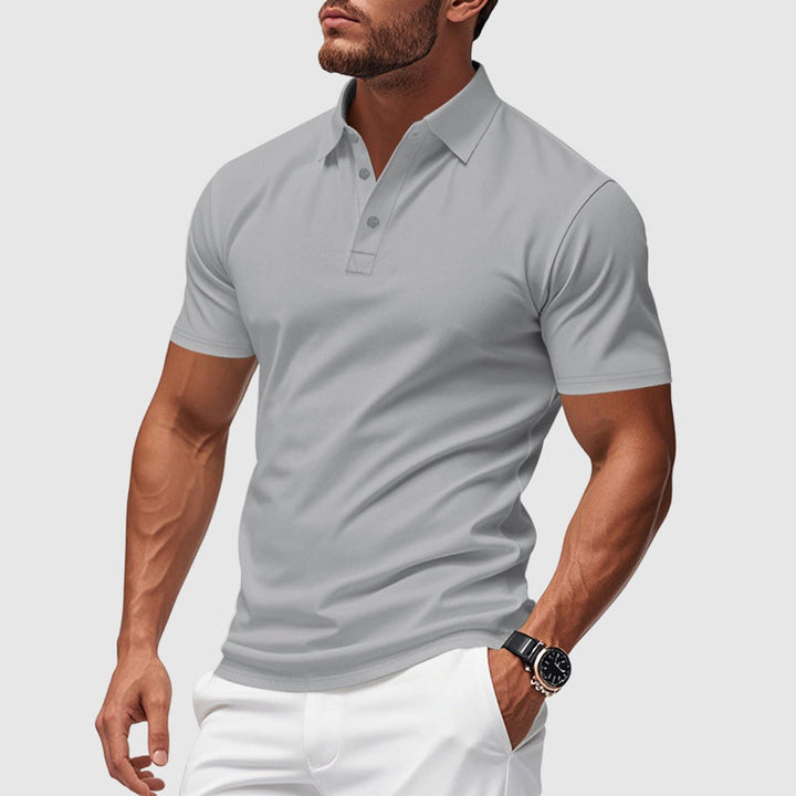 Heren Slim-Fit Korte Mouwen Klassiek Poloshirt - Grijs