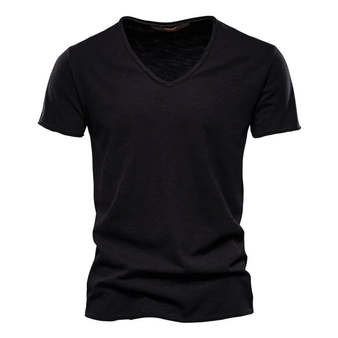 Heren Slim-Fit Kreukvrij V-hals T-shirt - Zwart
