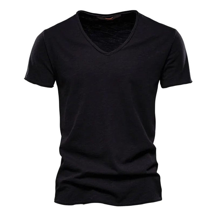 Heren Slim-Fit Kreukvrij V-hals T-shirt - Zwart