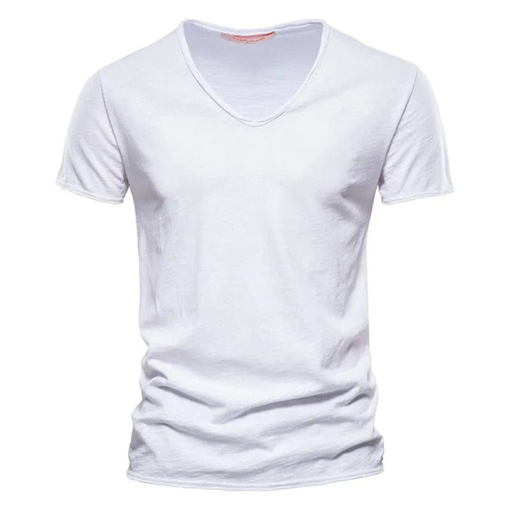 Heren Slim-Fit Kreukvrij V-hals T-shirt - Wit