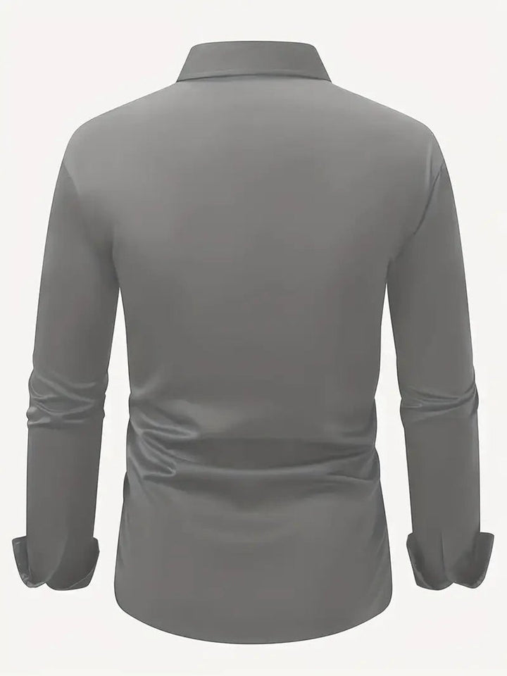 Heren Slim-Fit Kreukvrij Zakelijk Overhemd Lange Mouw