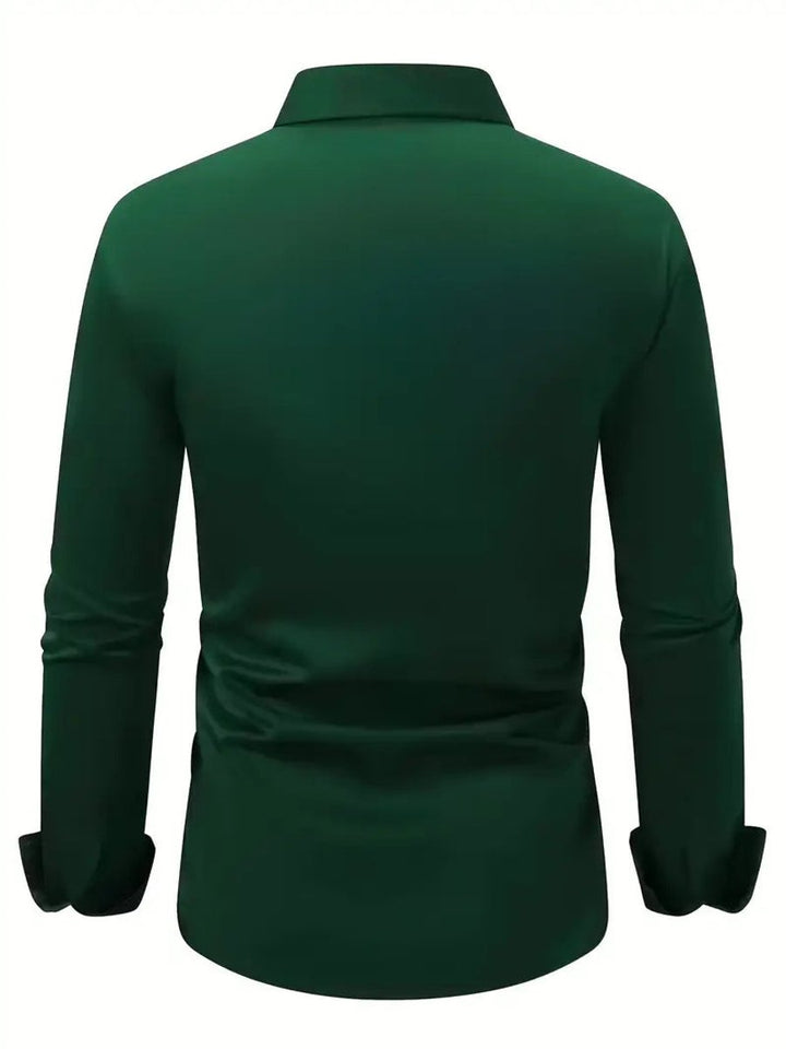 Heren Slim-Fit Kreukvrij Zakelijk Overhemd Lange Mouw
